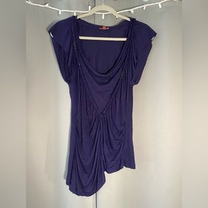 One September, dark blue asymmetrical blouse. Size P.